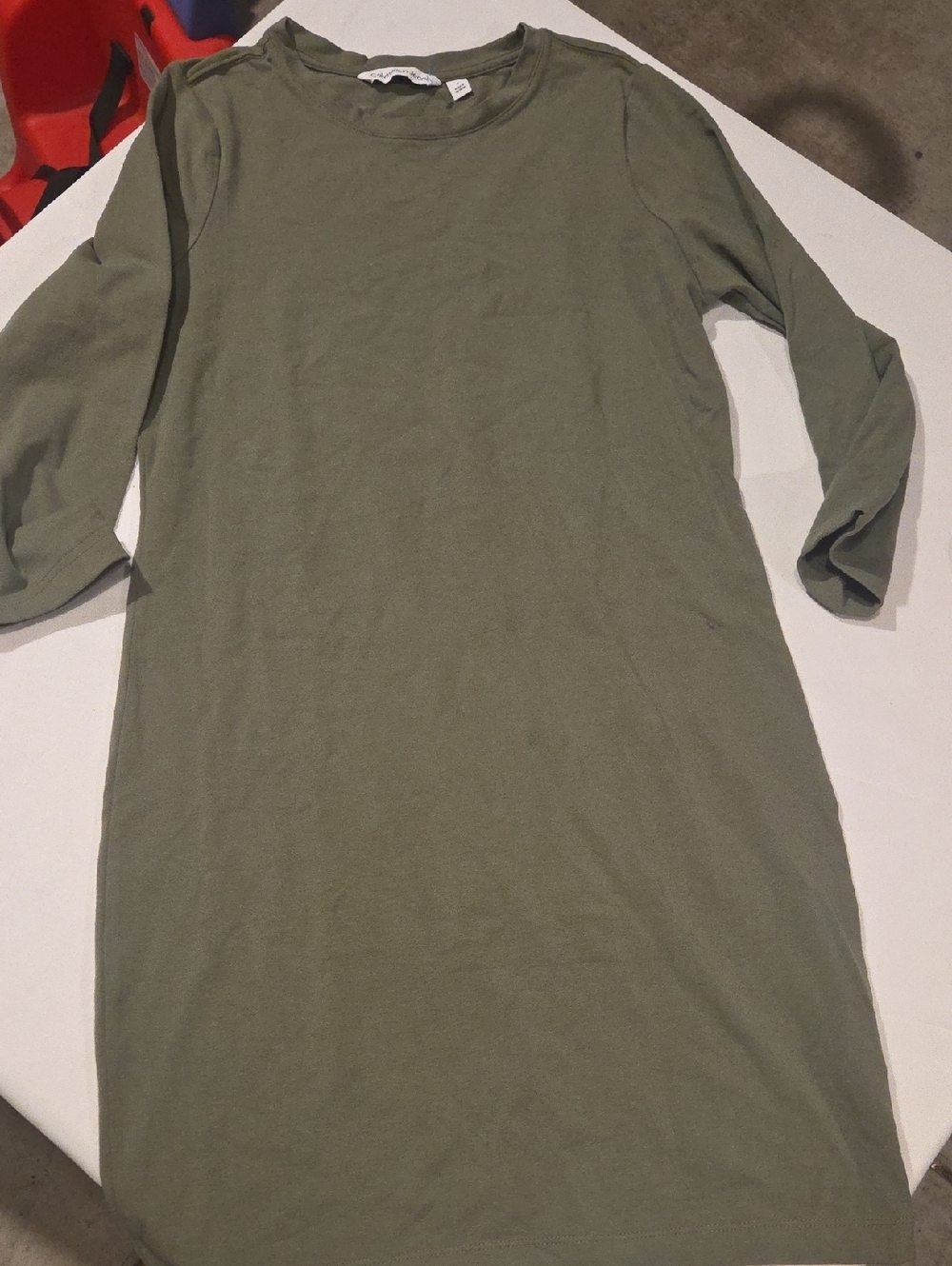 Calvin Klein Jeans Olive Green Long Sleeve Dress